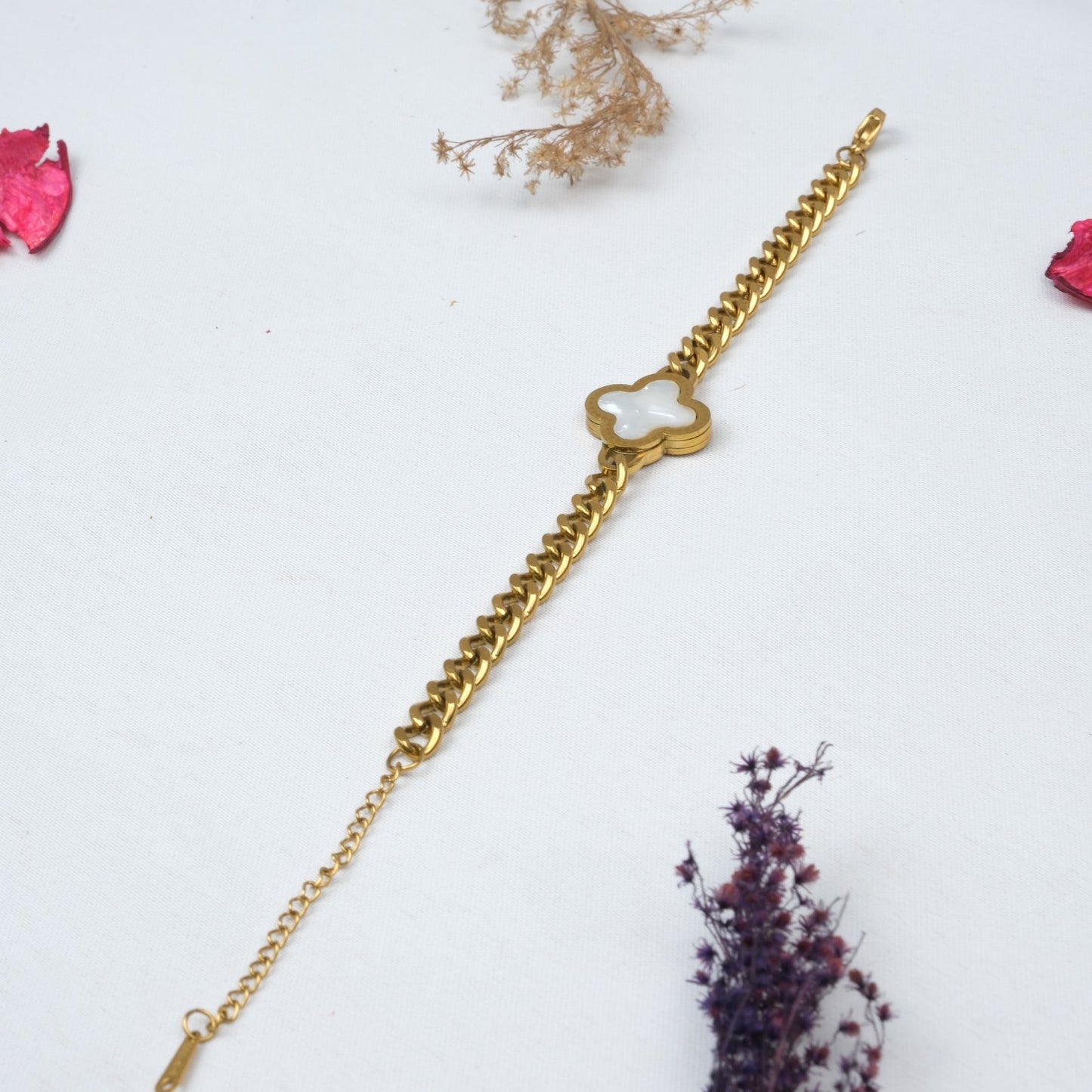 Altın Kaplama Çift Taraflı Yonca Bileklik