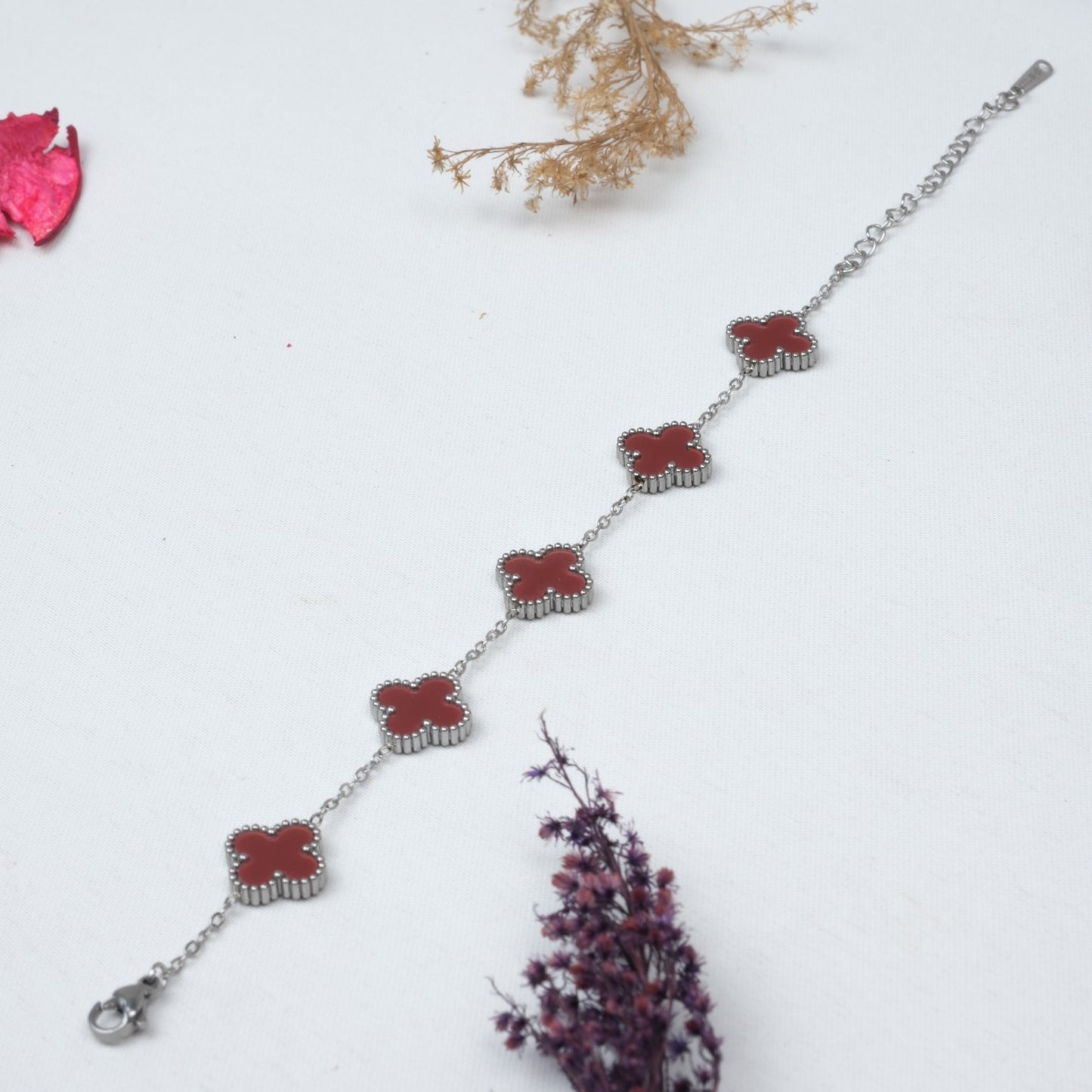 Silver Bordo Taş Van Cleef