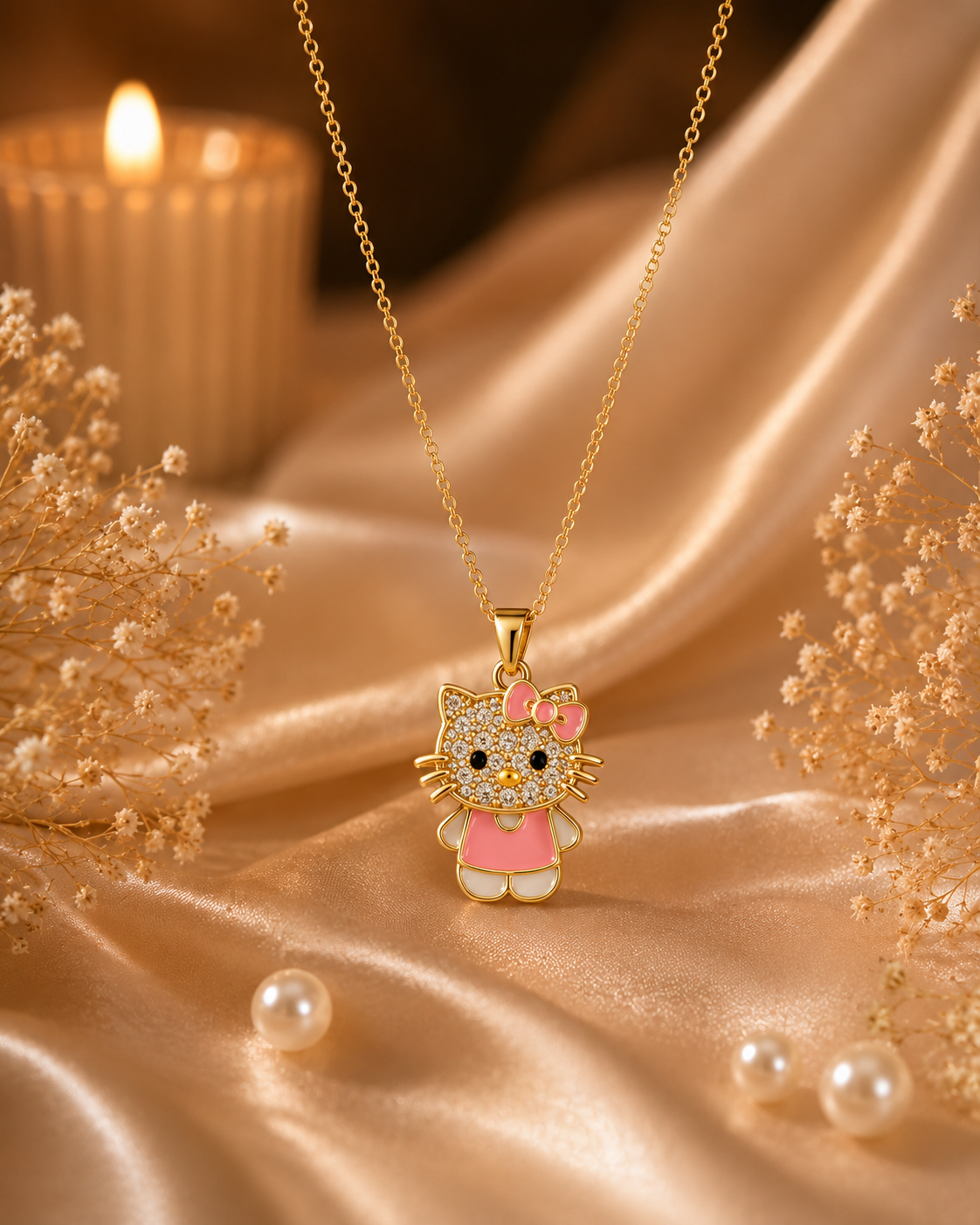 Altın Kaplama Hello Kitty Kolye