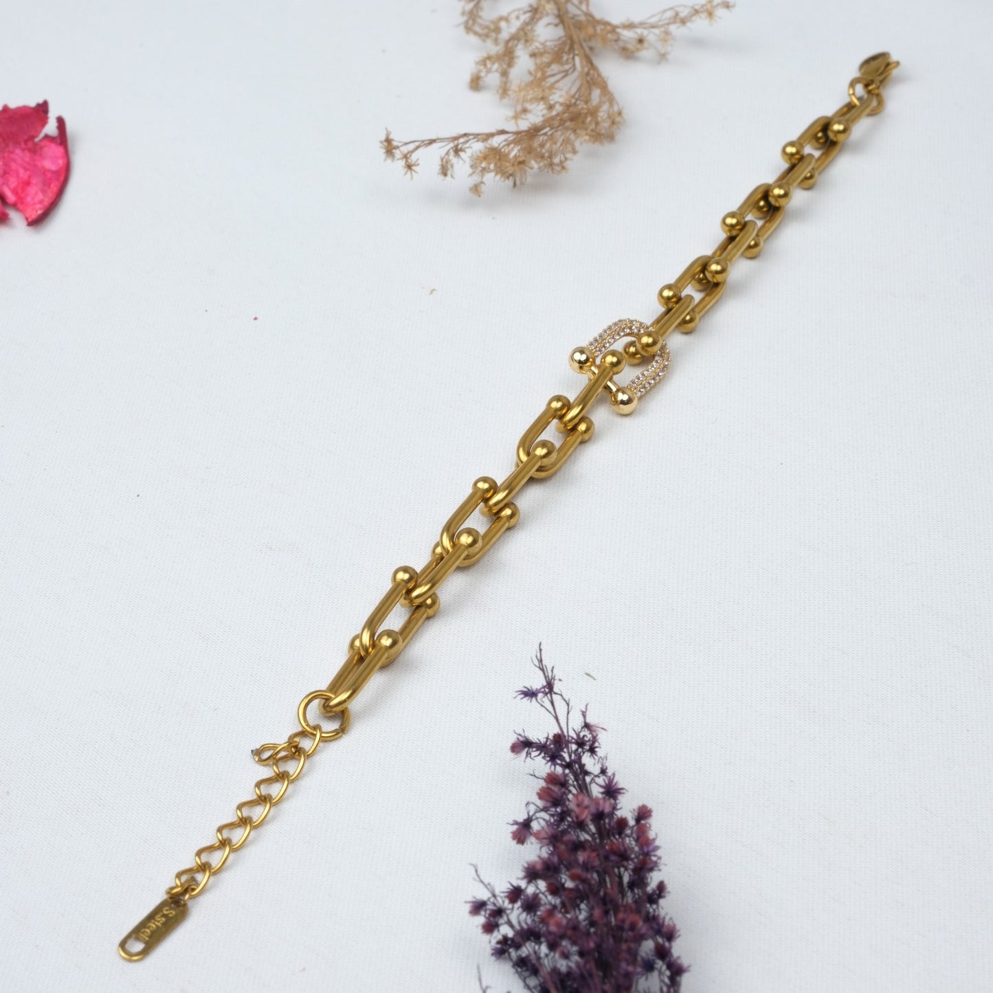 Altın Kaplama Tiffany Taş Detaylı Bileklik