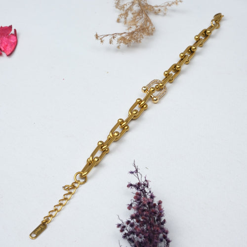 Altın Kaplama Tiffany Taş Detaylı Bileklik