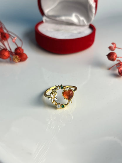 Altın Kaplama Gül Detay Yüzük