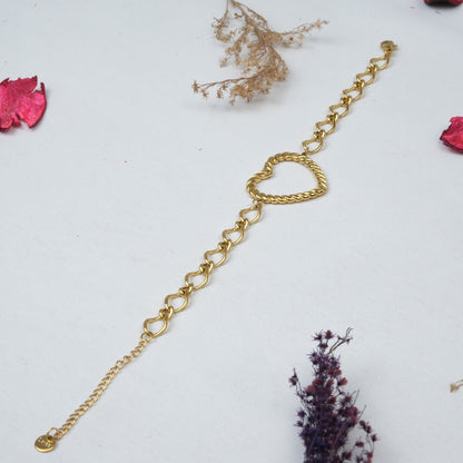 Altın Kaplama Şık Kalp Bileklik