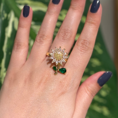 Altın Kaplama Dönebilen Papatya Yüzük