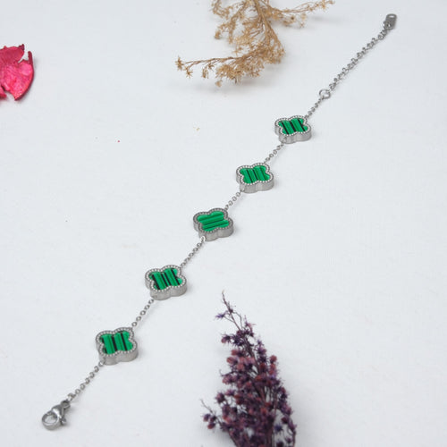 Silver Yeşil Taş Van Cleef Bileklik