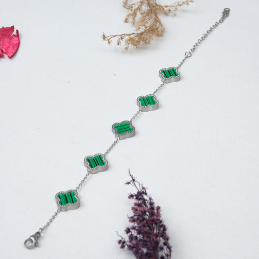 Silver Yeşil Taş Van Cleef Bileklik