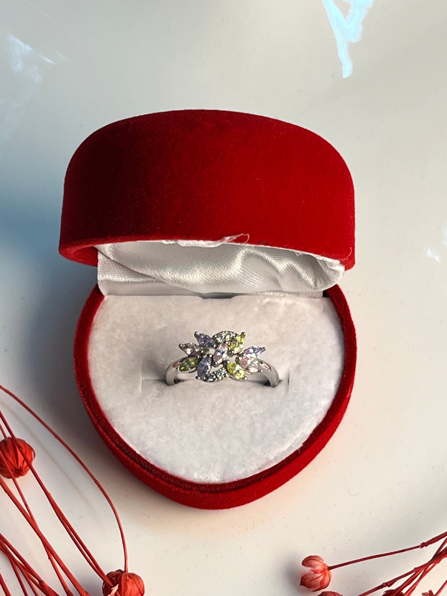 Altın Kaplama Renkli Taşlı Yüzük