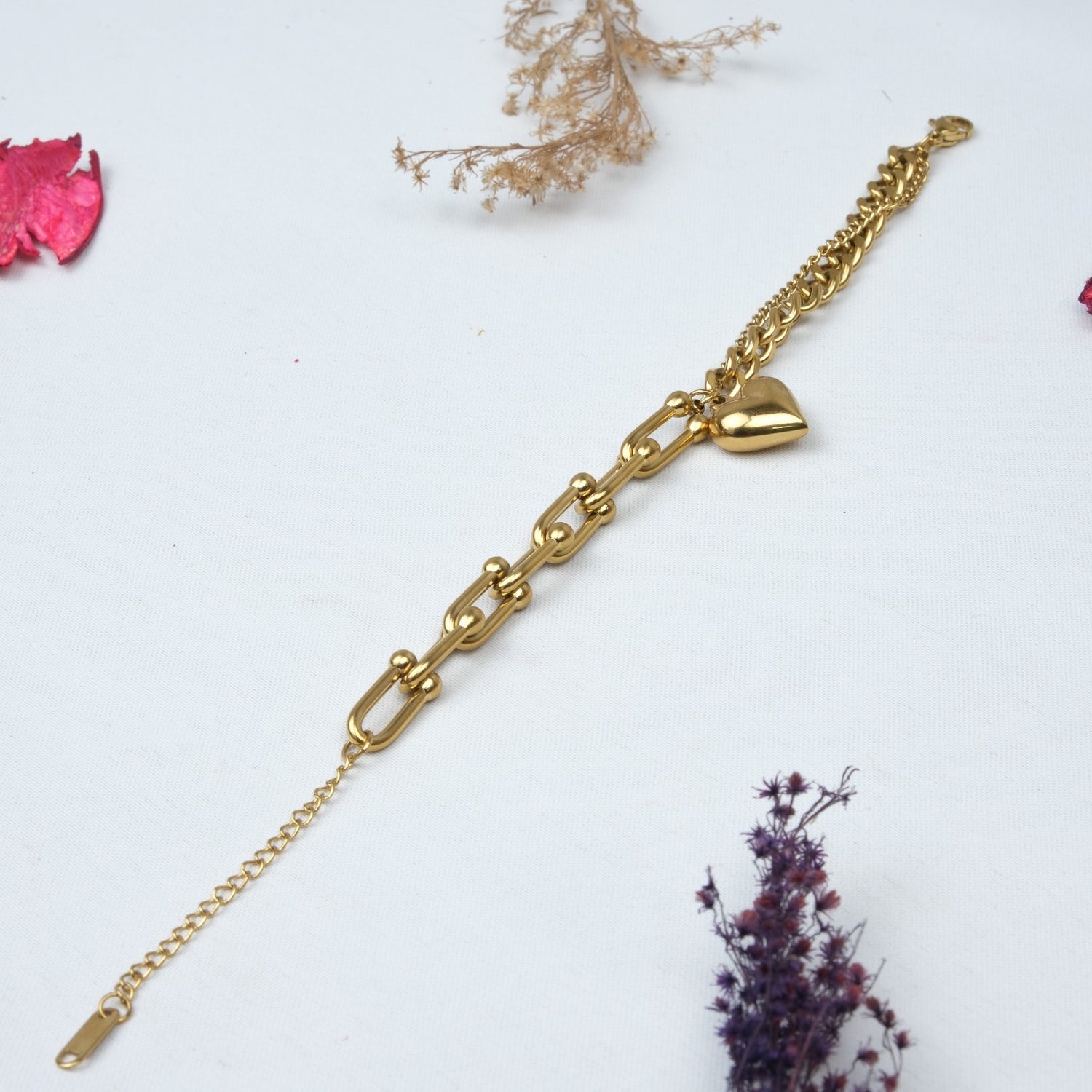 Altın Kaplama Kalpli Bileklik