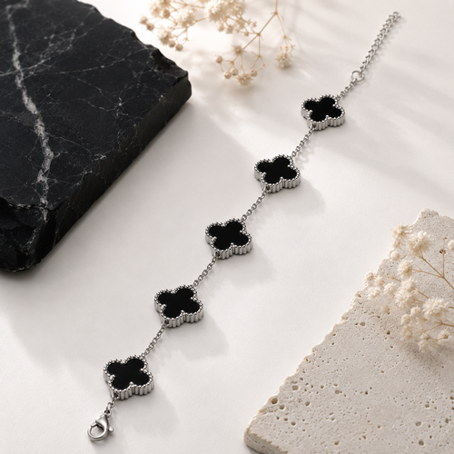 Silver Siyah Taş Van Cleef Bileklik