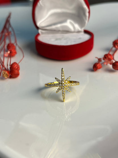 Altın Kaplama Kuzey Yıldızı Yüzük