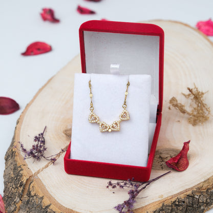 Altın Kaplama Açılabilir Yonca Kalpli Kolye