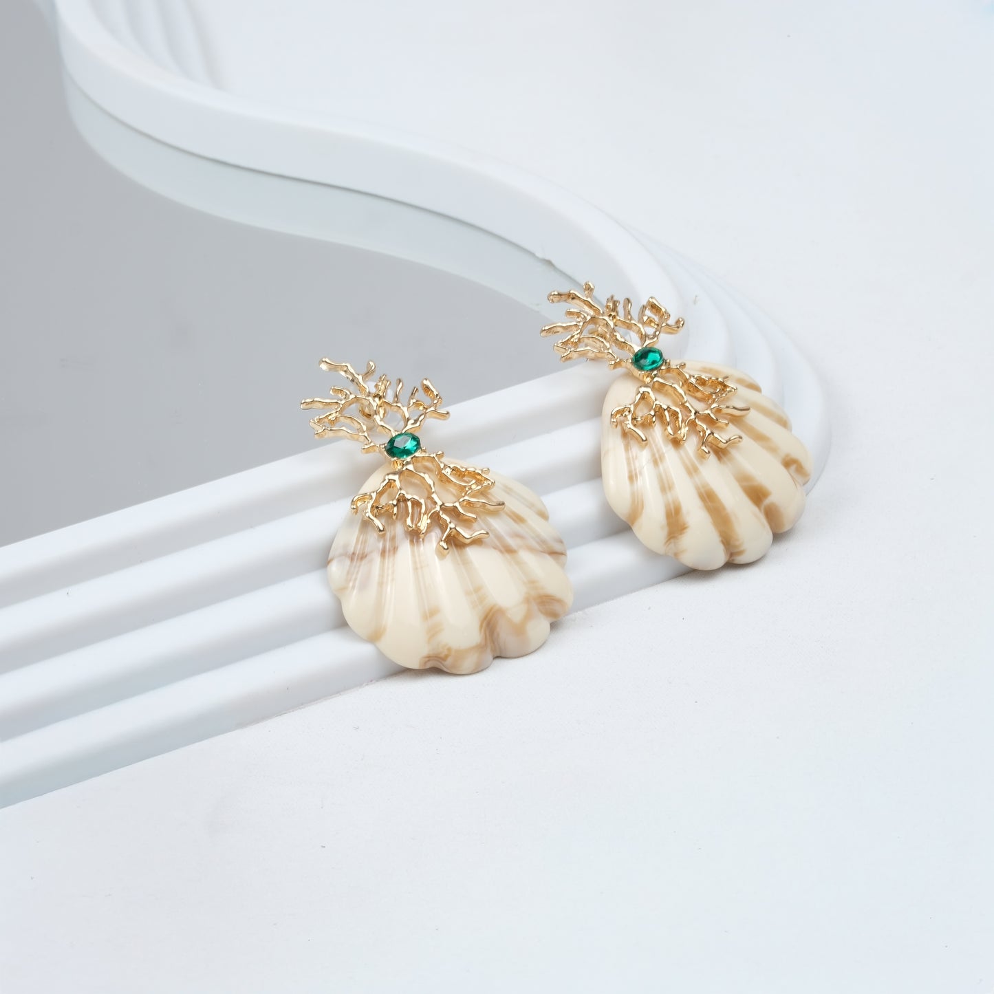 Altın Kaplama Zra Model Deniz Kabuğu Küpe