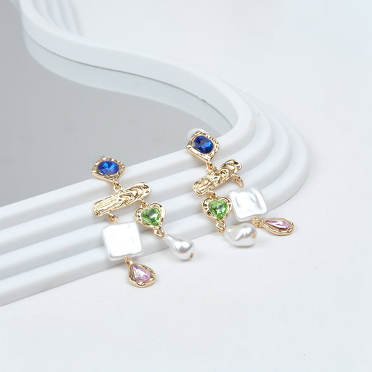 Altın Kaplama Y Renkli Taşlı Küpe