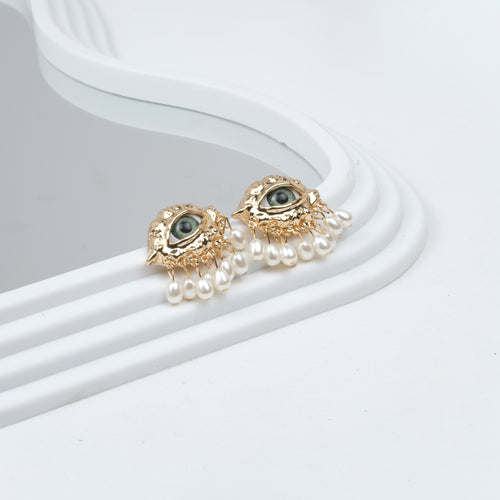 Altın Kaplama İnci Göz Küpe