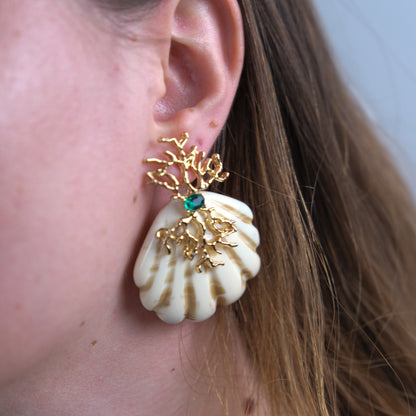 Altın Kaplama Zra Model Deniz Kabuğu Küpe