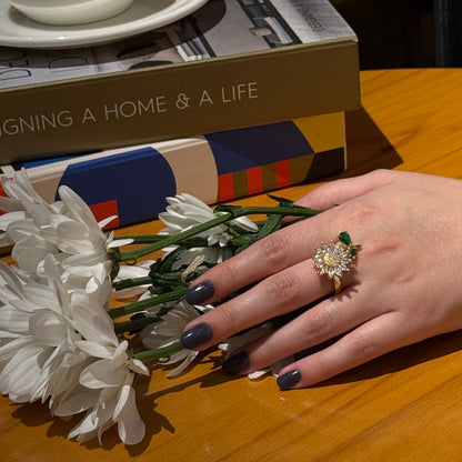 Altın Kaplama Dönebilen Papatya Yüzük