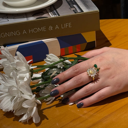 Altın Kaplama Dönebilen Papatya Yüzük