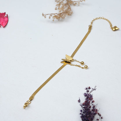 Altın Kaplama İtalyan Zincirli Kelebek Bileklik