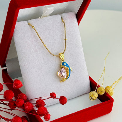 Altın Kaplama Yunus Balığı Kolye