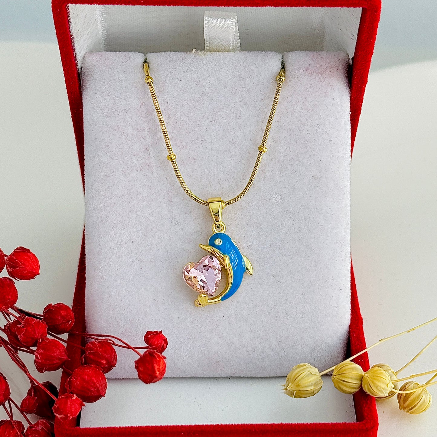 Altın Kaplama Yunus Balığı Kolye