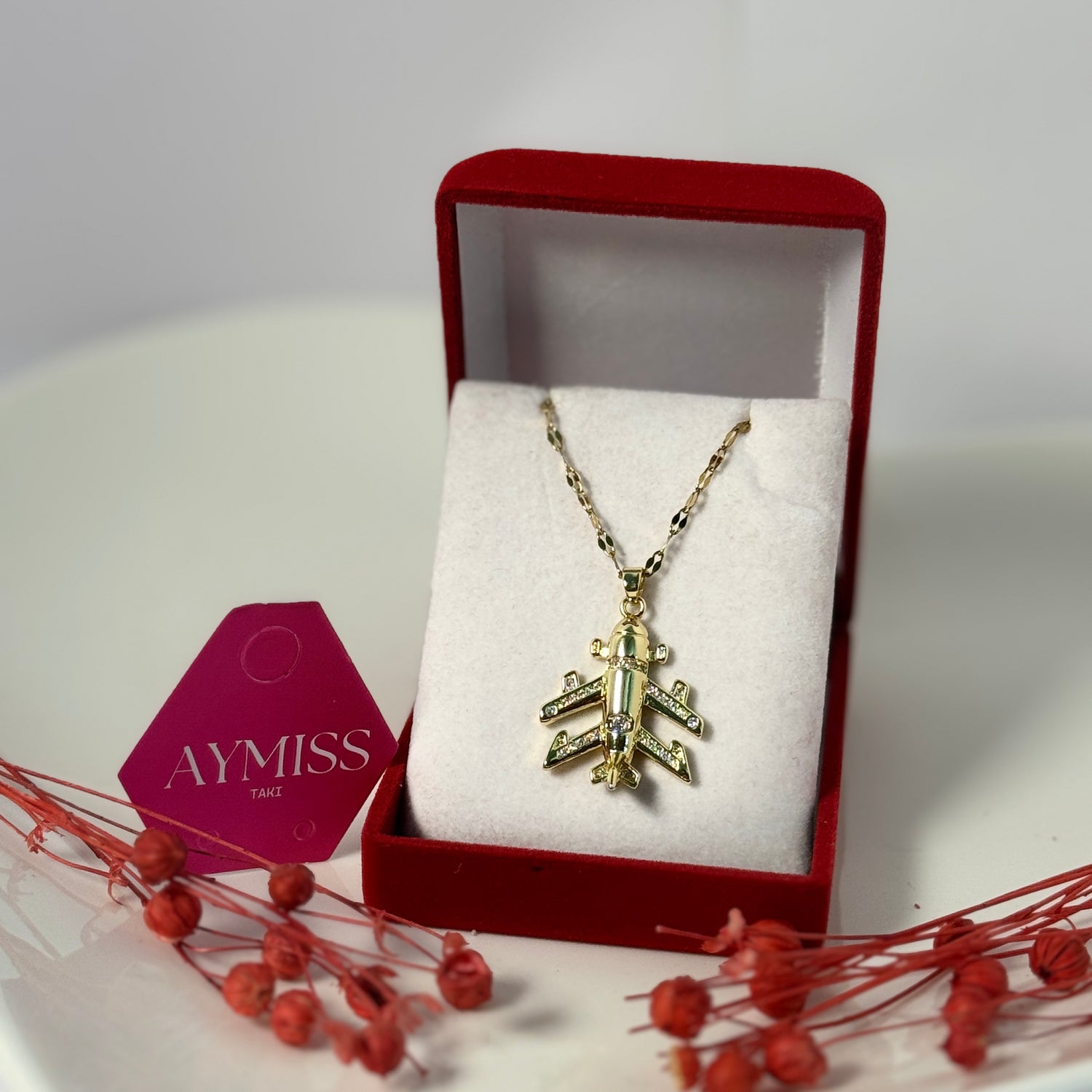 Altın Kaplama Uçak Kolye