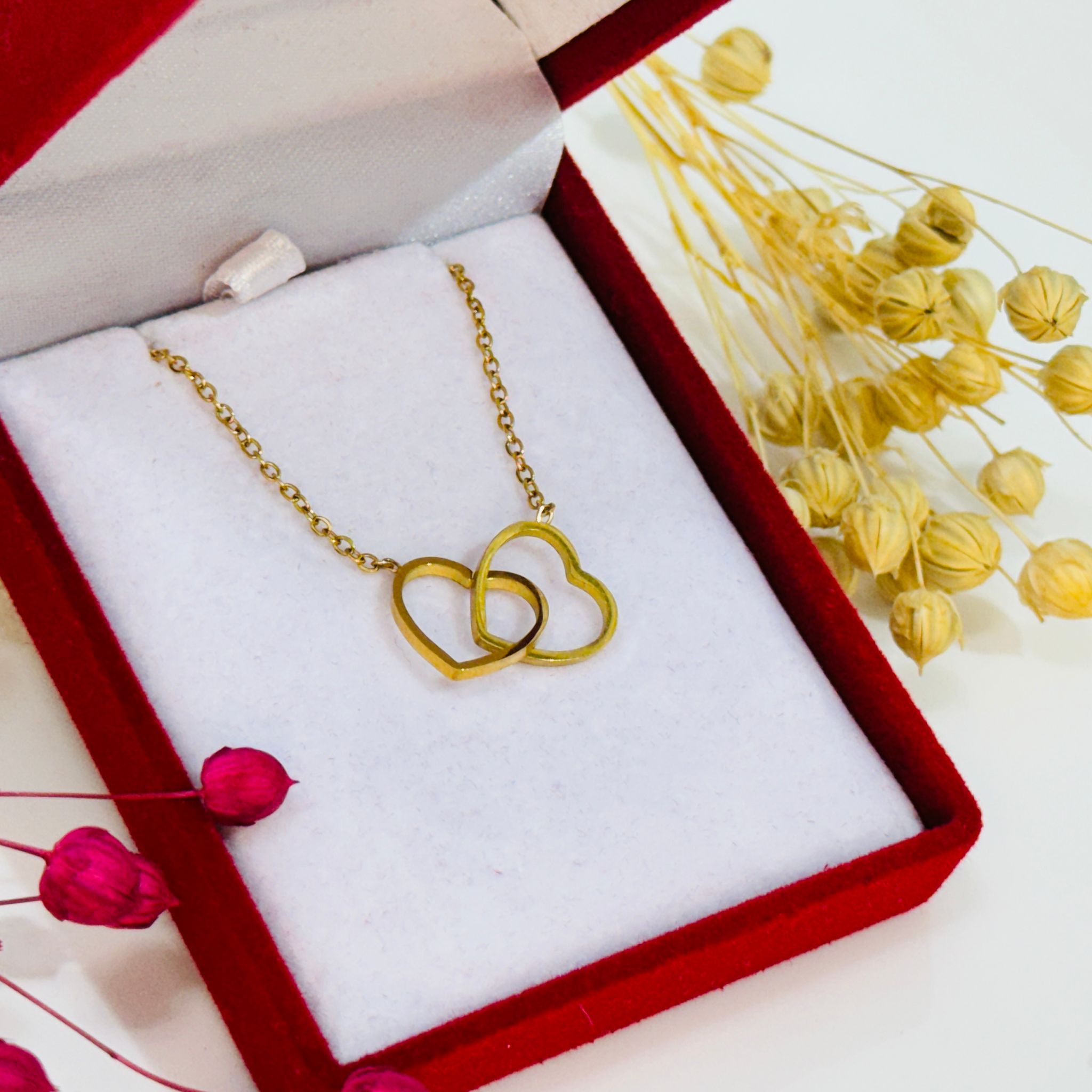 Altın Kaplama Kalpten Kalbe Kolye
