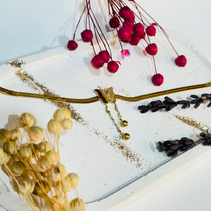 Altın Kaplama İtalyan Zincirli Kelebek Bileklik