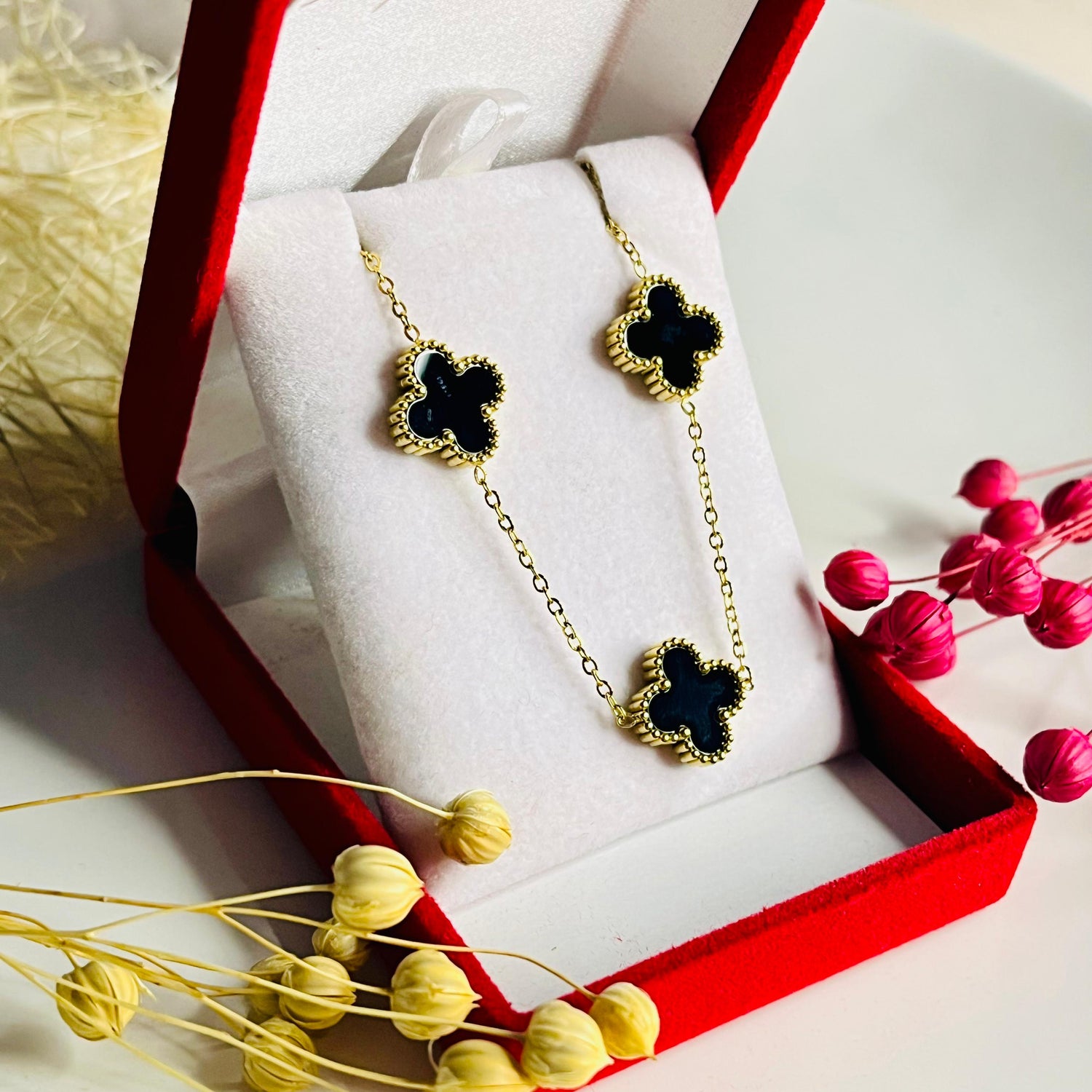 Altın Kaplama Siyah Van Cleef Kolye