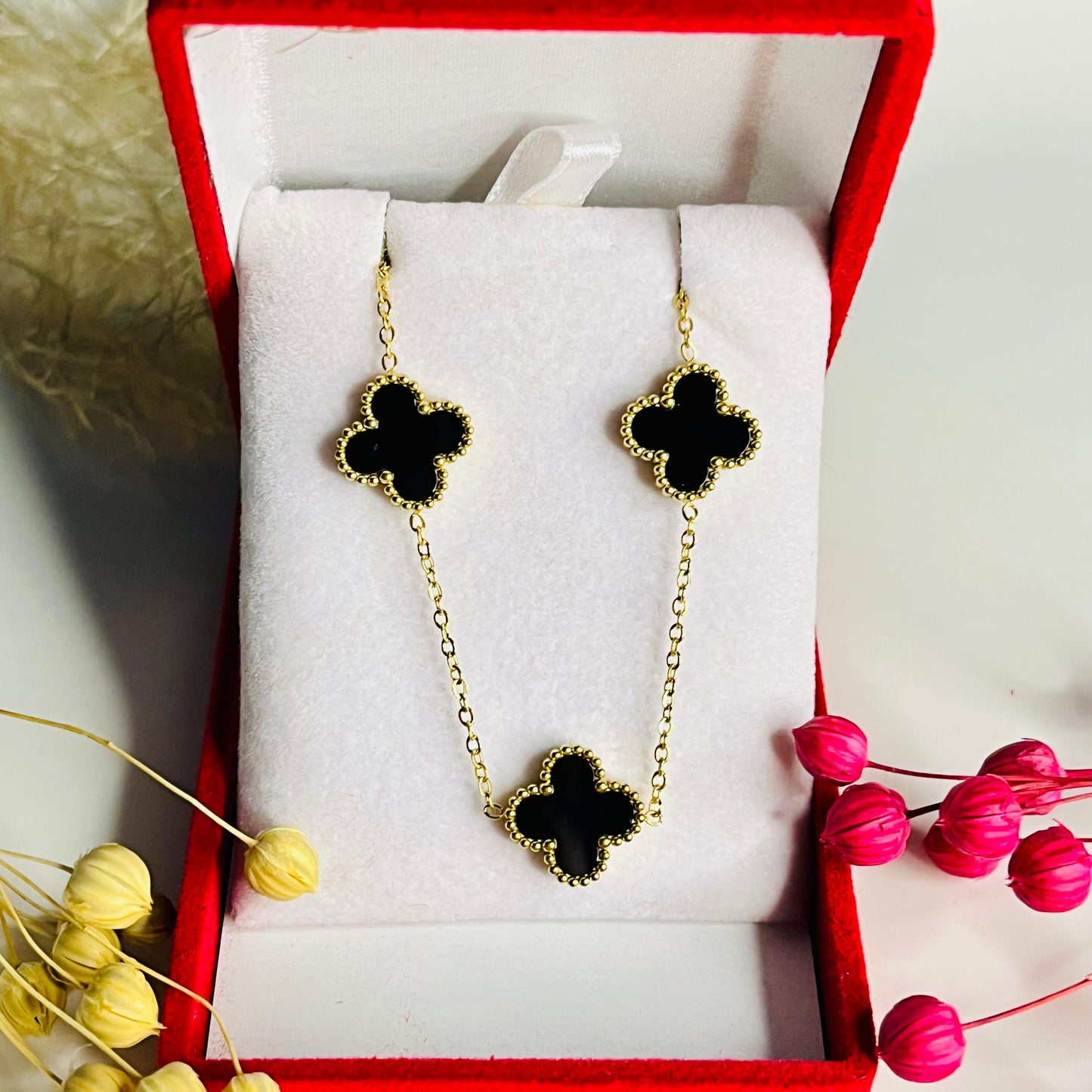 Altın Kaplama Siyah Van Cleef Kolye