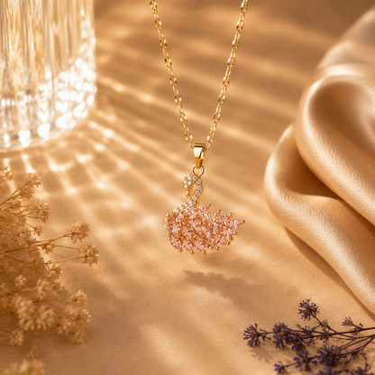 Altın Kaplama Swarovski Taşlı Kuğu Kolye