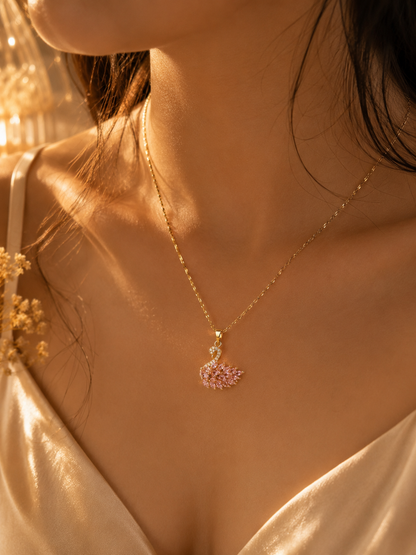 Altın Kaplama Swarovski Taşlı Kuğu Kolye