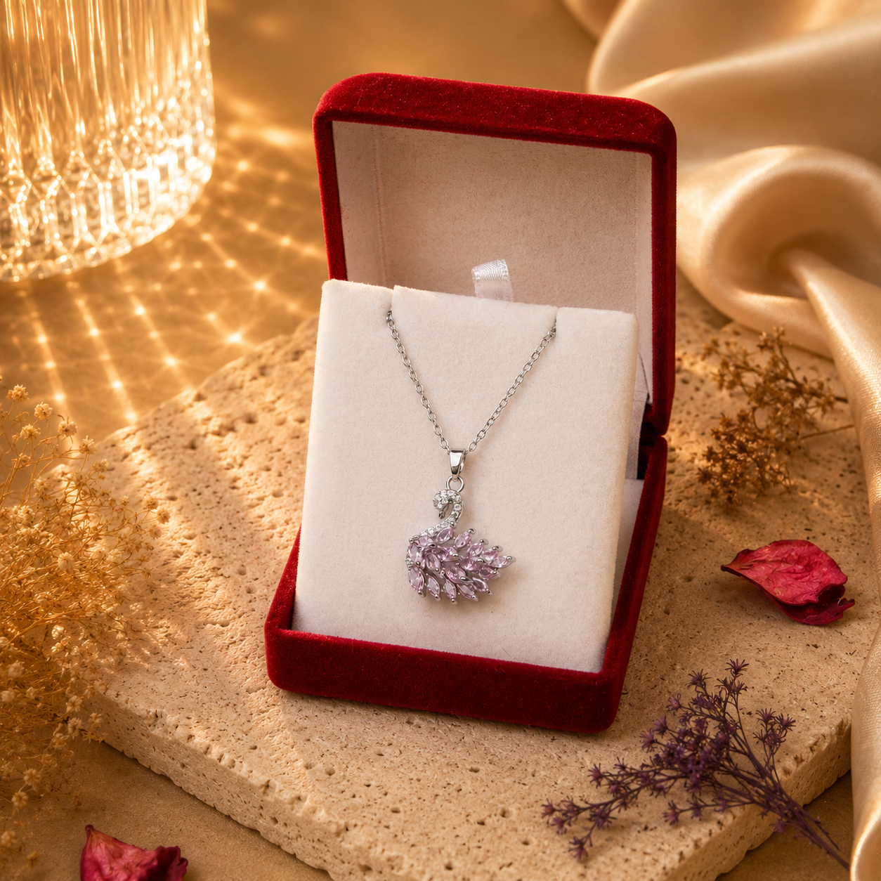 Altın Kaplama Swarovski Taşlı Kuğu Kolye