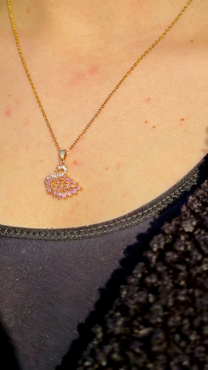 Altın Kaplama Swarovski Taşlı Kuğu Kolye